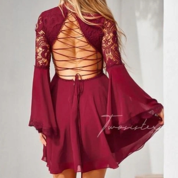 NBW Size 4 Red PAIGE dress with lace up back by Two Sisters Label - Picture 3 of 10